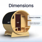Outdoor Indoor Finland Pine Wet Dry Barrel Sauna 3-5 Person Front Porch Canopy 4.5 Kw ETL Certified Bitumen Shingle Roof